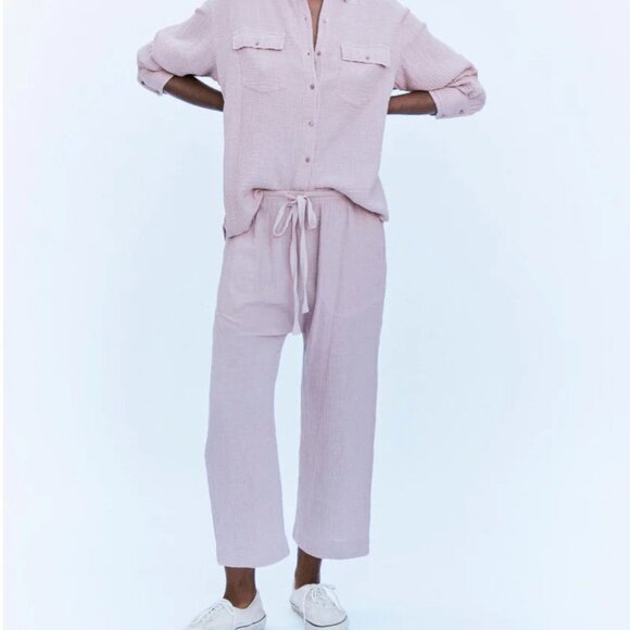 The Great Loose Gauze Pants in Soft Lilac Pink - Picture 1 of 3